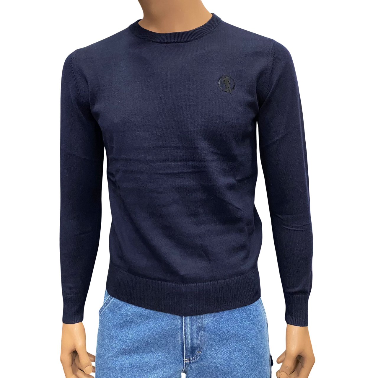 Bikkembergs Maglia Girocollo Uomo BMM1259 7010 Blu Cotone Cashmere