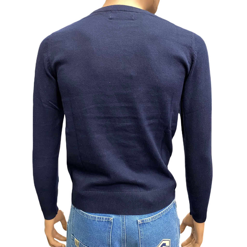 Bikkembergs Maglia Girocollo Uomo BMM1259 7010 Blu Cotone Cashmere
