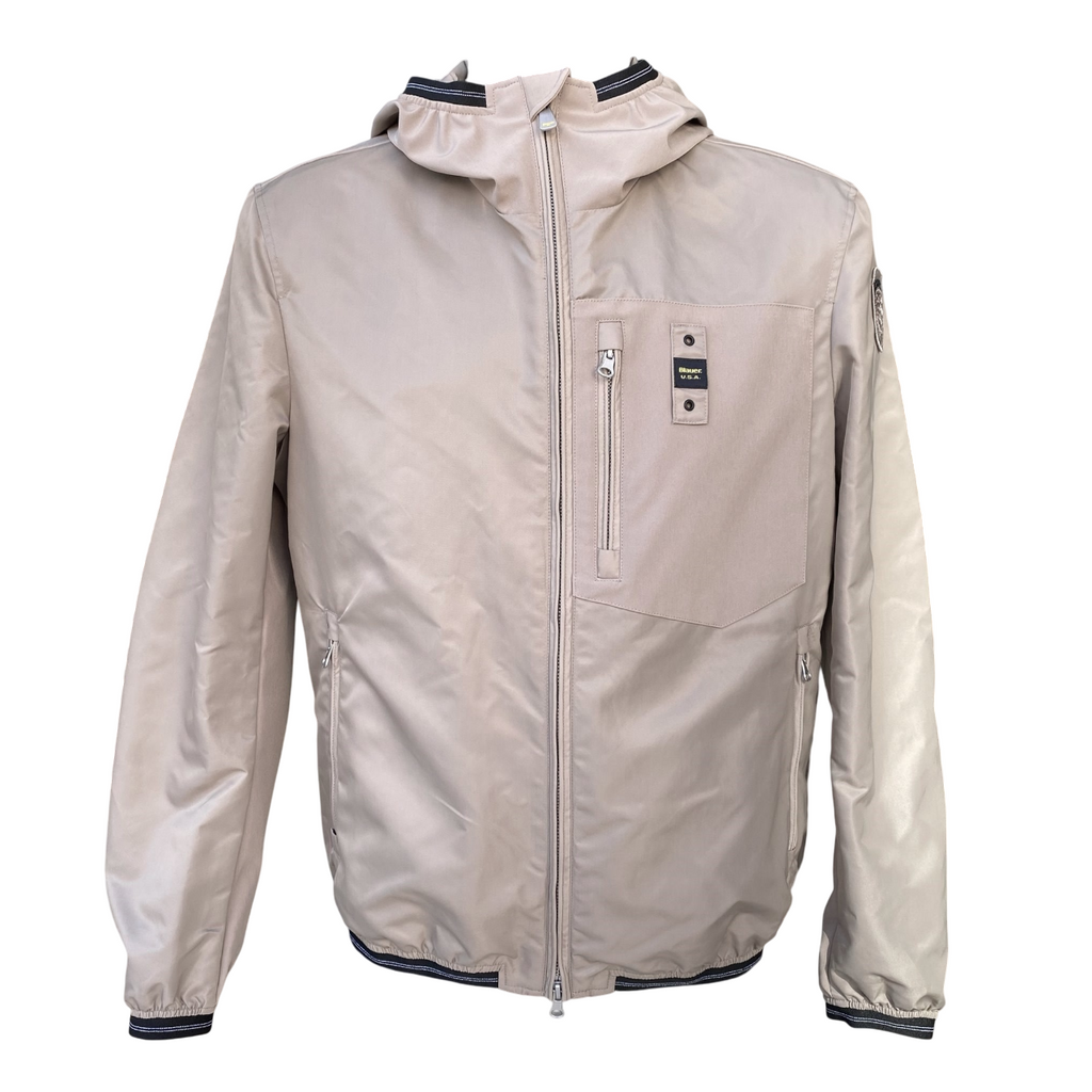 Blauer giubbino da uomo con cappuccio Rundel 25SBLUC01219-007108 beige