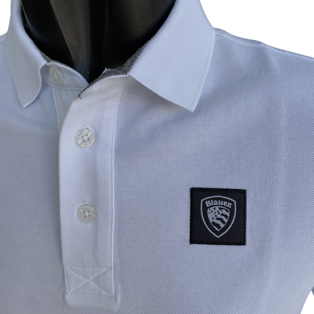 Blauer polo in cotone pique manica corta da uomo Alban 25Sblut02309 007125 100 bianco
