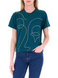 Bomboogie T-shirt Donna Cotone Girocollo TW9518JIN6 259 Petrolio