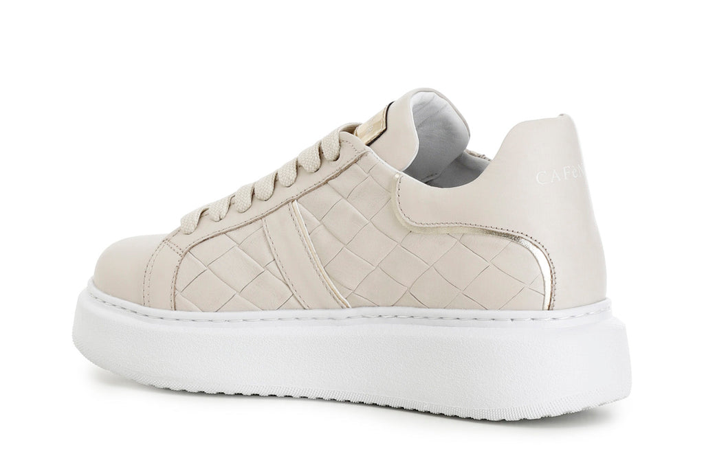 CafèNoir scarpa sneakers in pelle con stampa intreccio C1DE1820 M008 beige