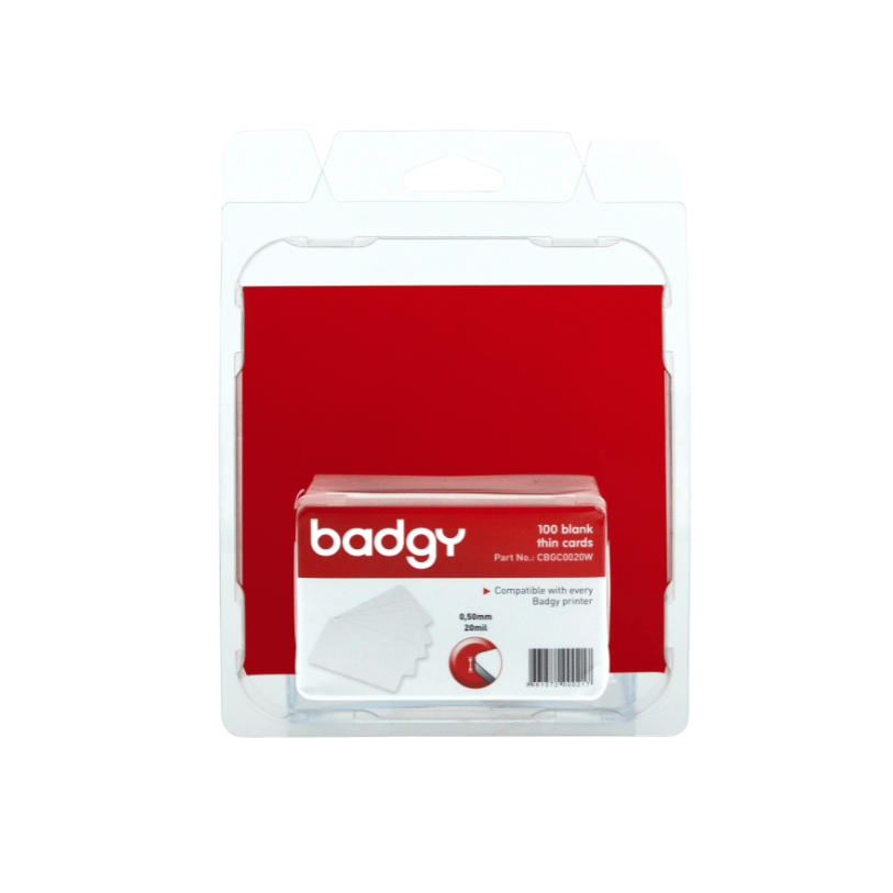 100 CARTE PVC FINE (20MIL - 0,50 MM) PER BADGY [CBGC0020W]