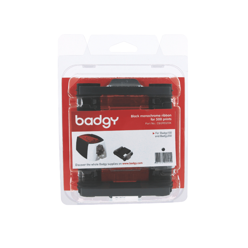 NASTRO MONOCROMATICO NERO 500 STAMPE PER BADGY [CBGR0500K]