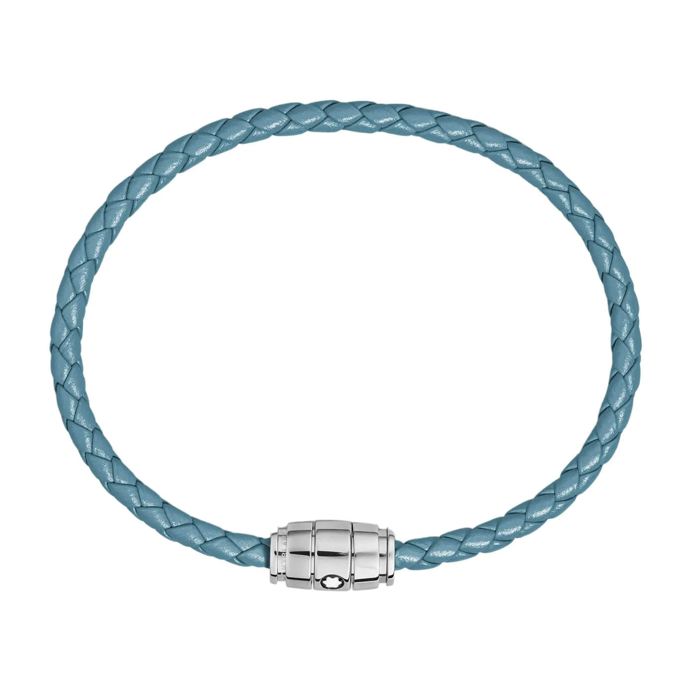 Montblanc bracciale in acciaio a 3 anelli e pelle Meisterstück Blu Fumè misura S 13429360