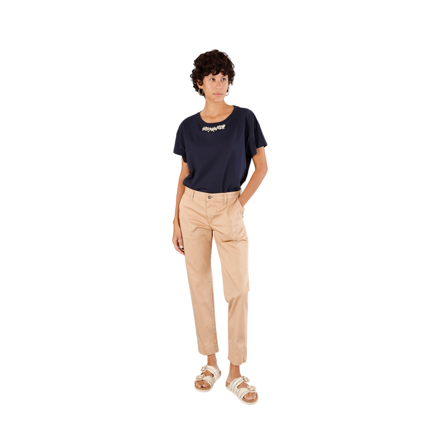 CafèNoir pantalone a sigaretta da donna in tinto capo C7JP0225 M0667 ginger