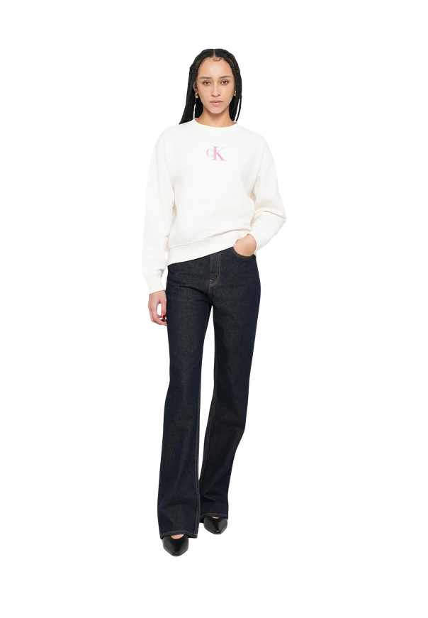 Calvin Klein Felpa Girocollo Donna LV047E828 Bianco