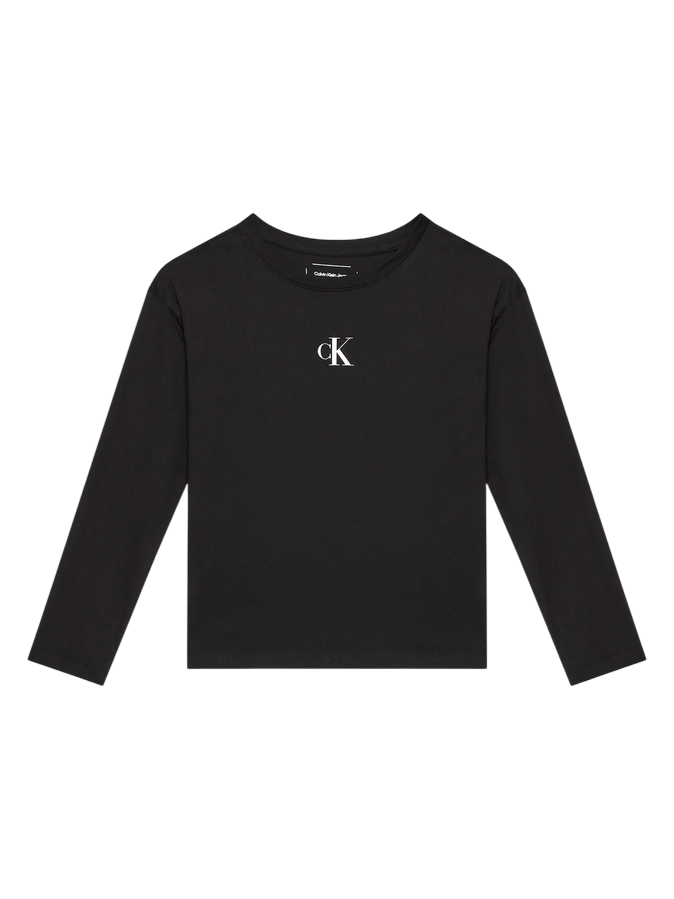 Calvin Klein IG0IG02135 BEH Maglietta Manica Lunga Ragazzo Nero - T-shirt Logo CK Comfort e Stile