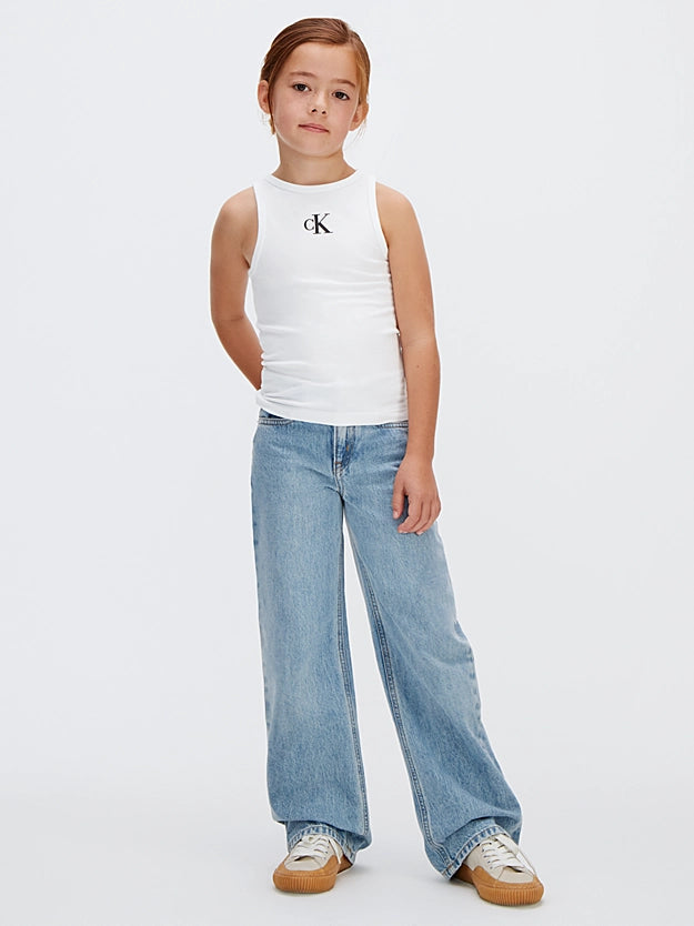 Calvin Klein Canotta Logo Junior LVCKSJB10G Bianca | 8-16 Anni