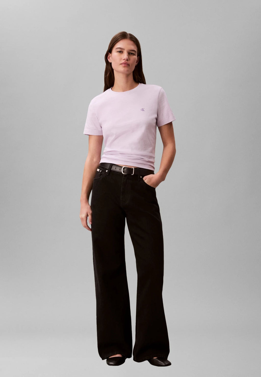 Calvin Klein T-shirt Donna Monogramma Manica Corta LV047B224G 3OQ Lilla