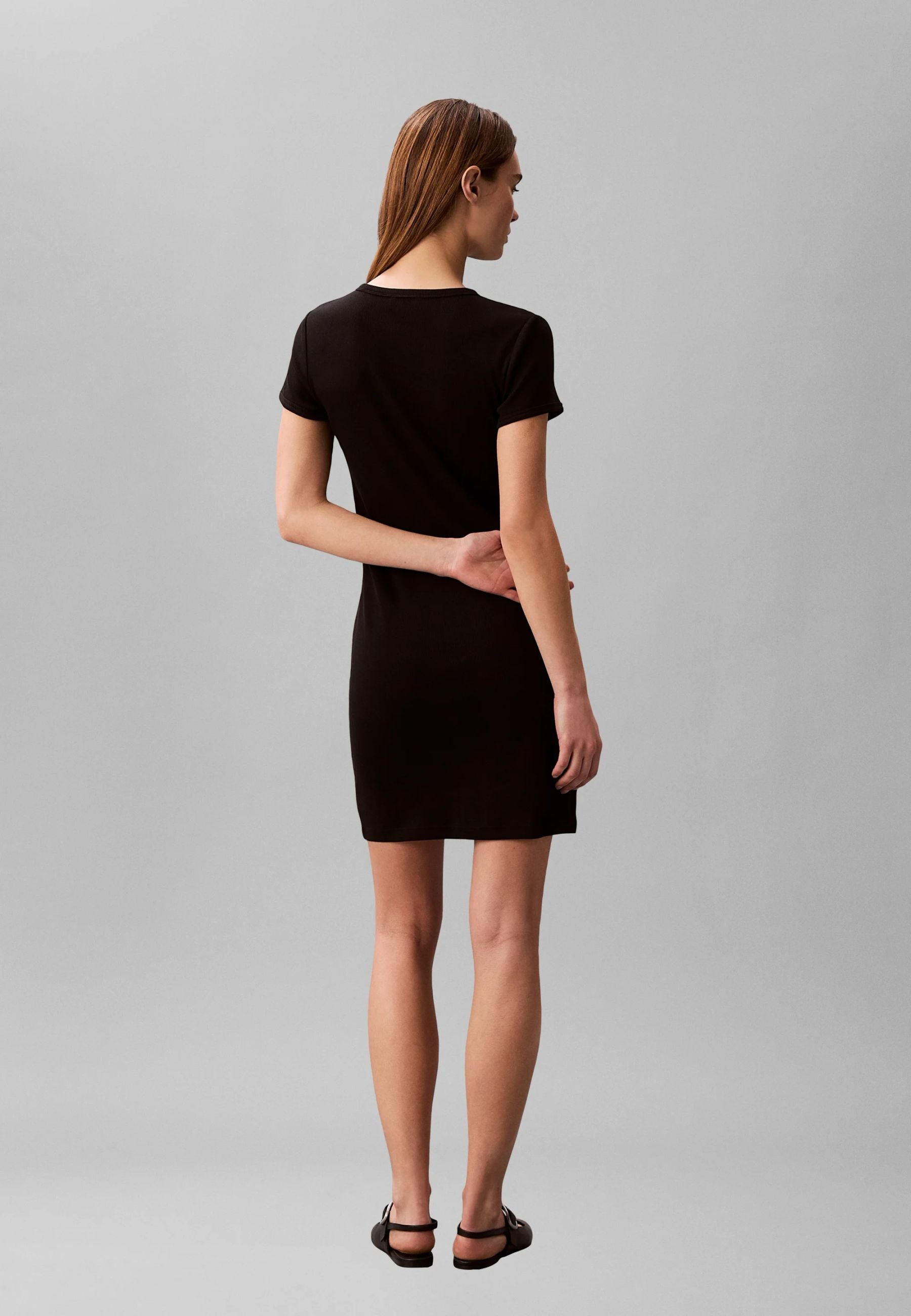 Calvin Klein Vestito Costine Logo Donna LV047F241G UB1 Nero
