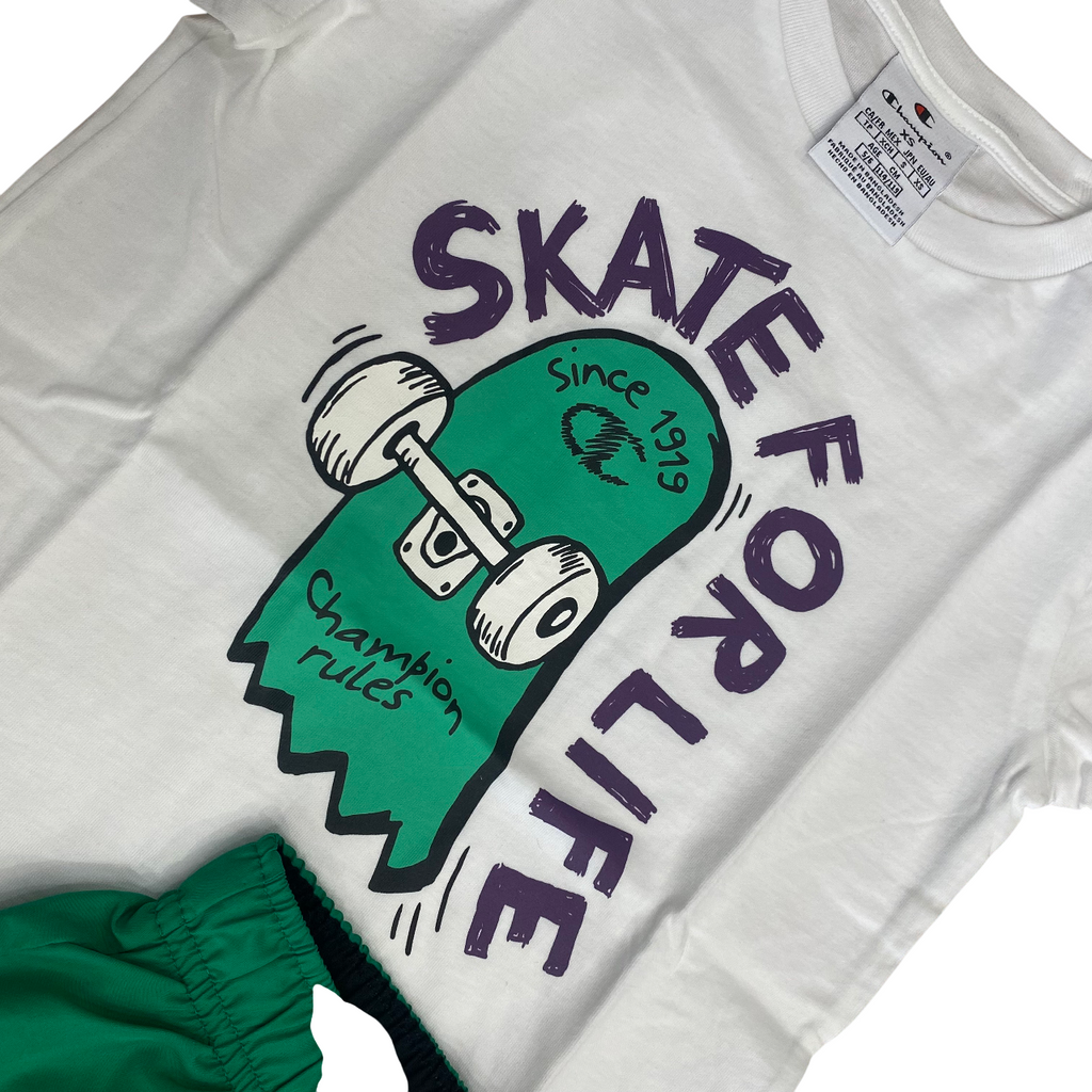 Champion Completino Junior 307063 WW001 - Set Skate Bianco-Verde