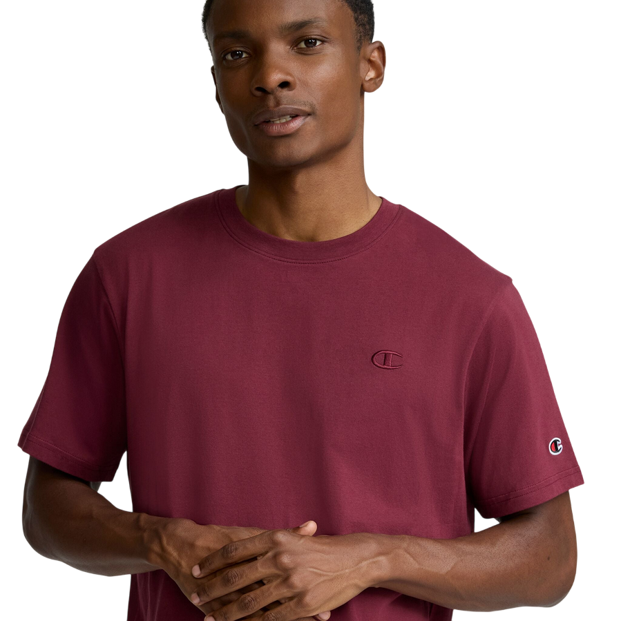 Champion Maglietta Uomo 221943 RS522 Bordeaux – cotone, manica corta, comfort e stile casual