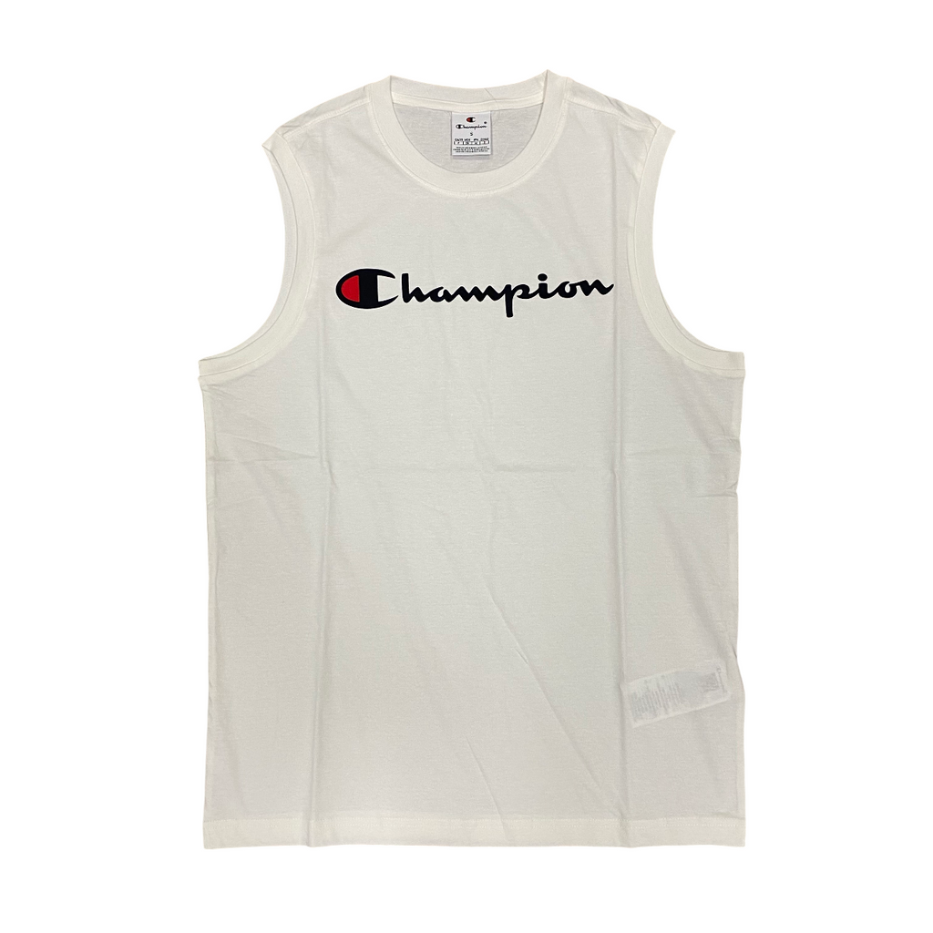 Champion canotta da uomo con logo avanti 220778 WW001 bianco