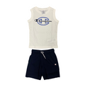 Champion completino junior maglietta smanicata e pantaloncino 306993 WW001 bianco-blu