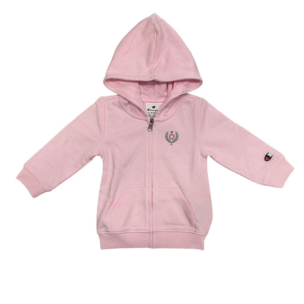 Champion tuta sportiva da bambina con cappuccio in leggero cotone garzato 405116 PS195 rosa-nero