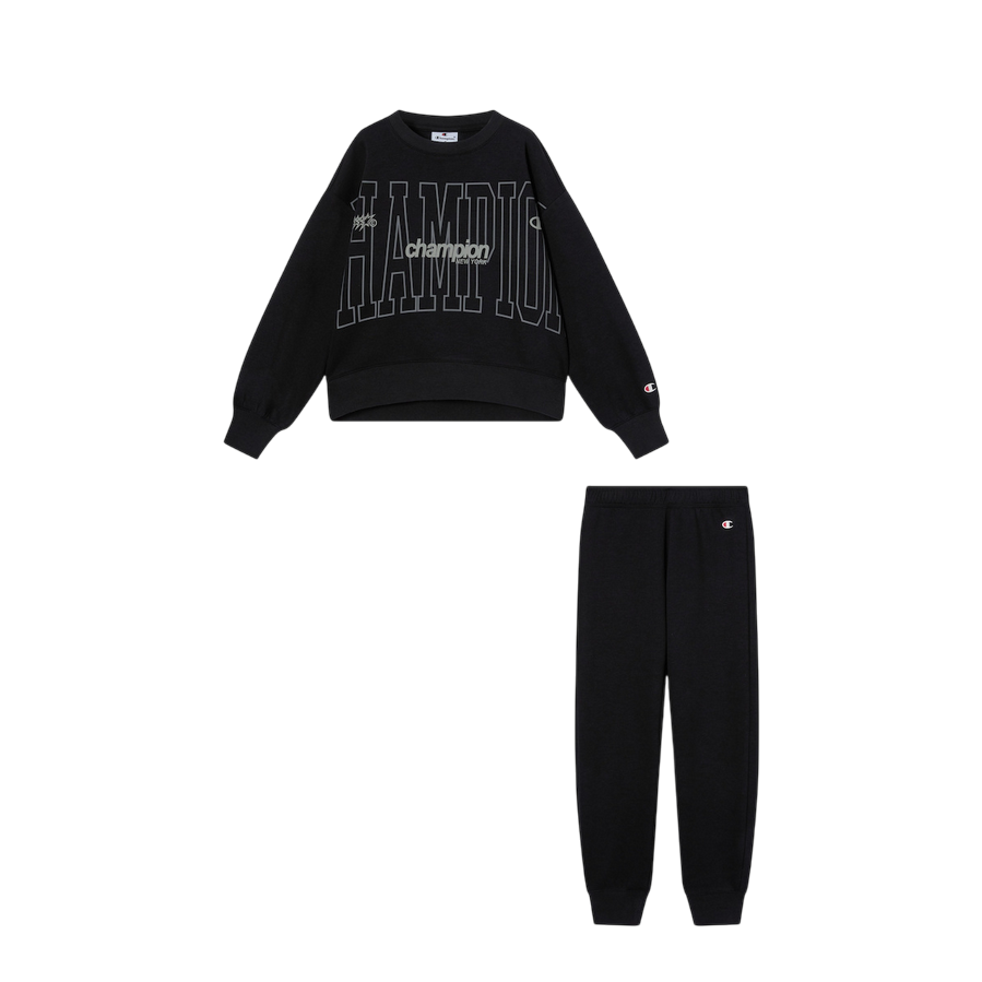 Champion tuta sportiva da ragazza 405236 KK001 nero con logo stampato - Comfort e stile per ogni occasione