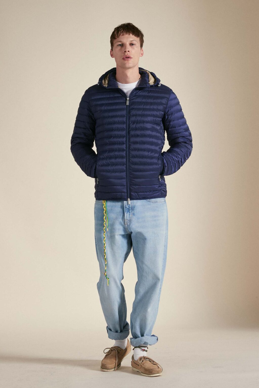 Ciesse Piumini giacca con cappuccio da uomo in piuma leggera Larry 245CFMJ00126 blu