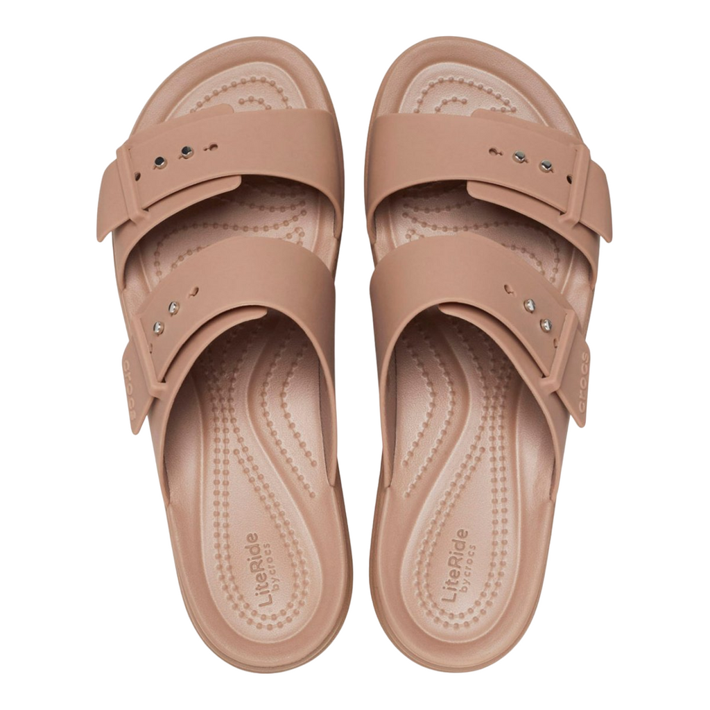 Crocs Sandalo Donna Brooklyn Buckle Low Wedge Zeppa 207431-2Q9 Latte