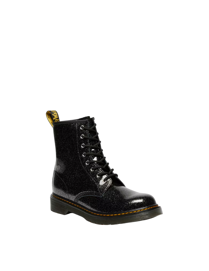Dr. Martens – Stivali Junior 1460 Glitter 41437001 Nero & Argento | Design Brillante, Pelle Glitterata Kids, Comfort Protezione