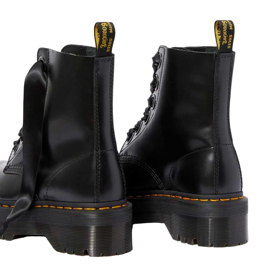 Dr. Martens – Anfibi Donna Molly 24861001 Buttero Black | Platform 6 Fori, Pelle Satinata, Comfort Urban Rock