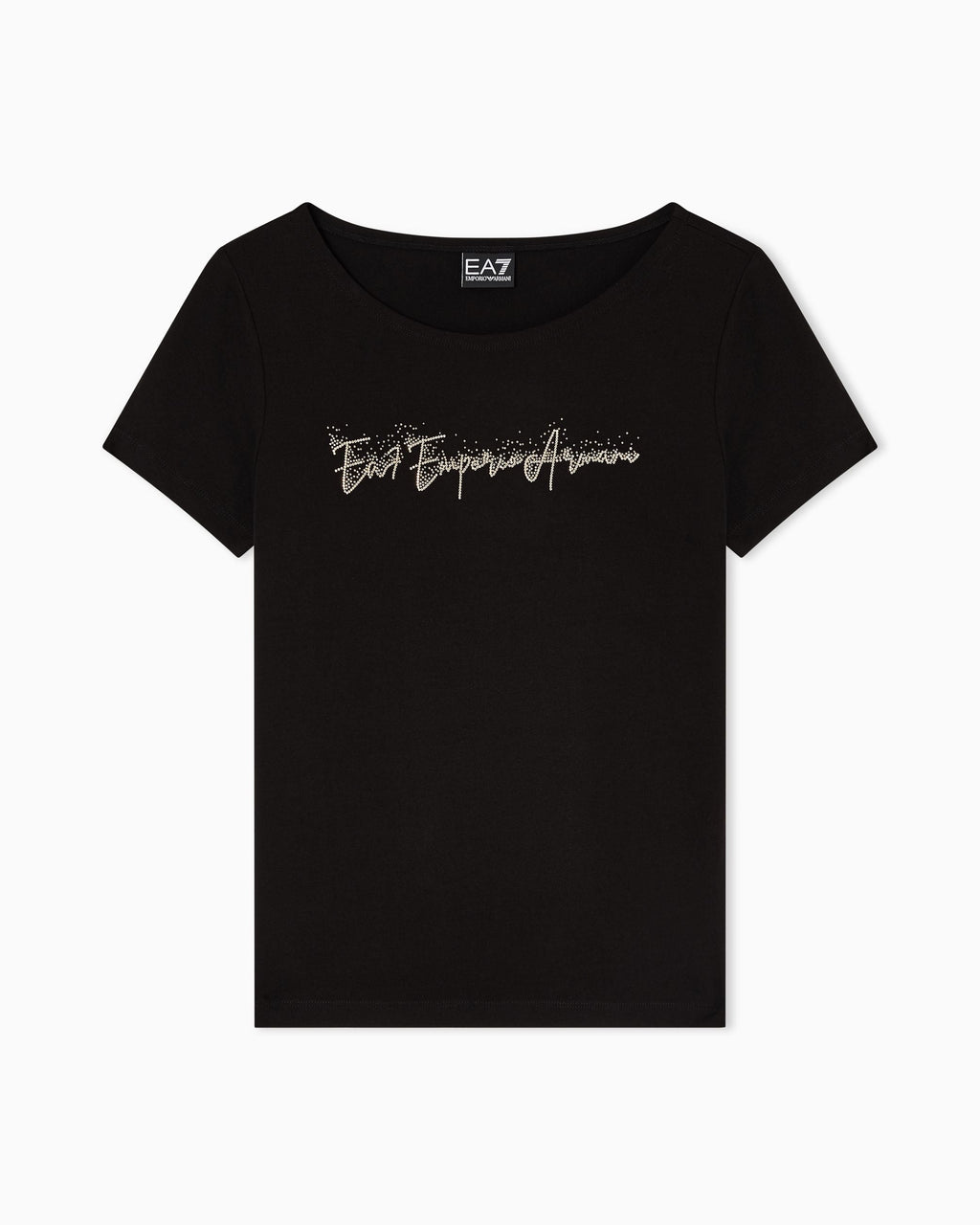 EA7 Emporio Armani T-Shirt Donna Logo Series Micro Borchie Nera - 7W000978 AF10373 UC001