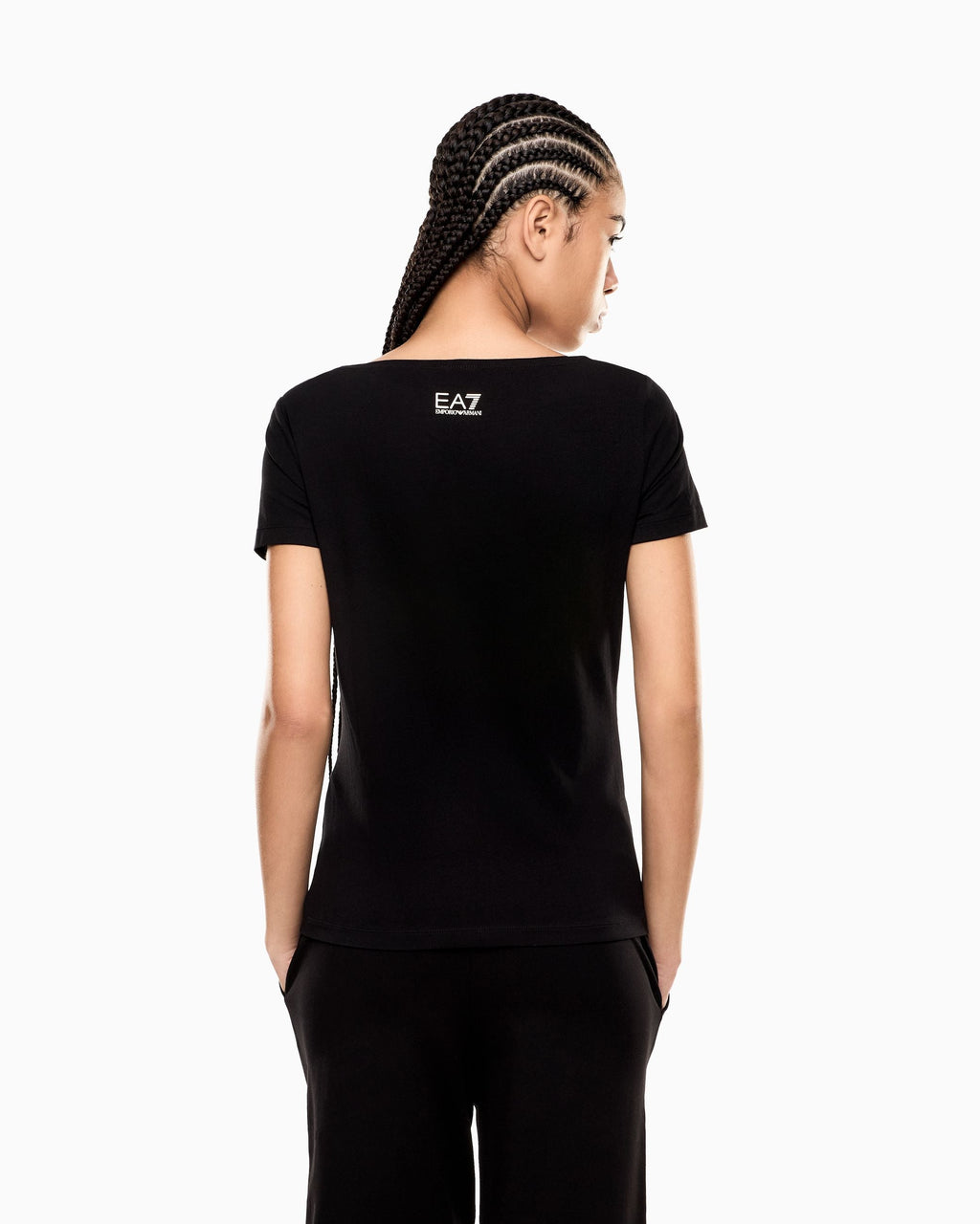 EA7 Emporio Armani T-Shirt Donna Logo Series Micro Borchie Nera - 7W000978 AF10373 UC001