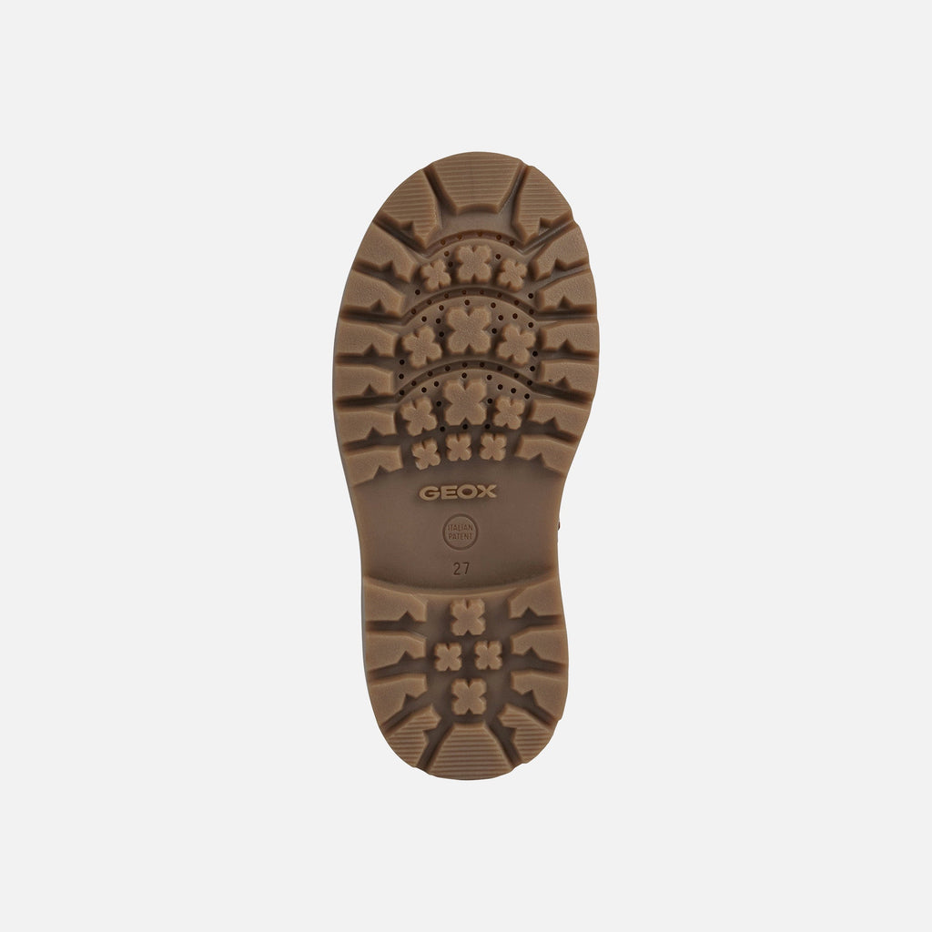 Geox stivaletto boscaiolo da bambino Shaylax in pelle nabuk J16FAB 032BC C0930 b giallo-marrone