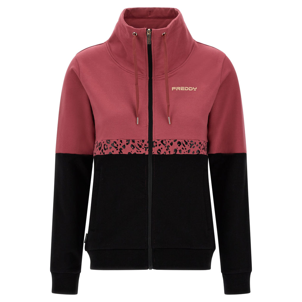 Freddy tuta sportiva da donna con zip e collo ad anello e inserto a fantasia F3WTRK3 F93N malaga-nero