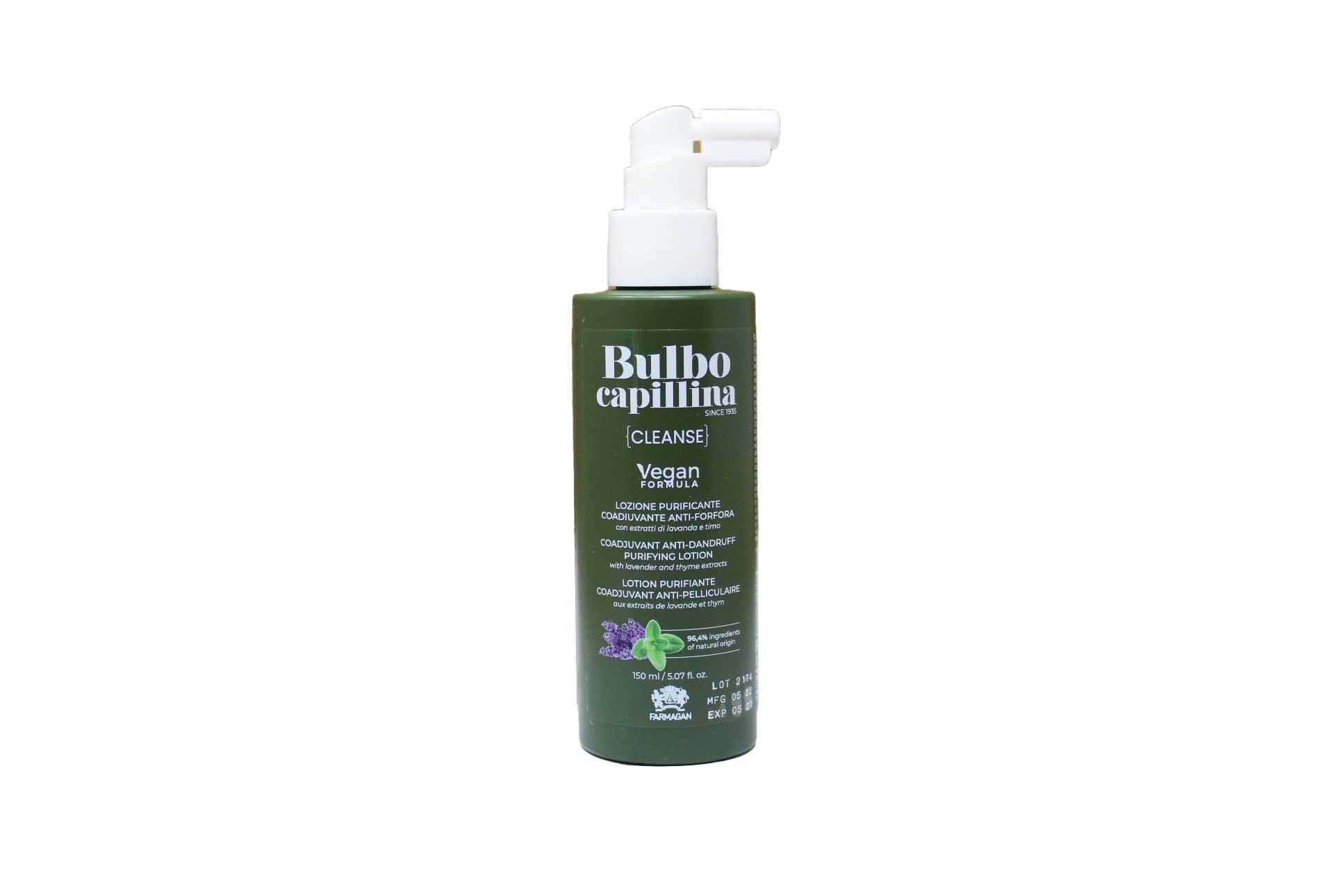 Farmagan Bulbo Capillina Formula Vegan Cleanse Lozione Purificante Coadiuvante Anti Forfora 150 ml