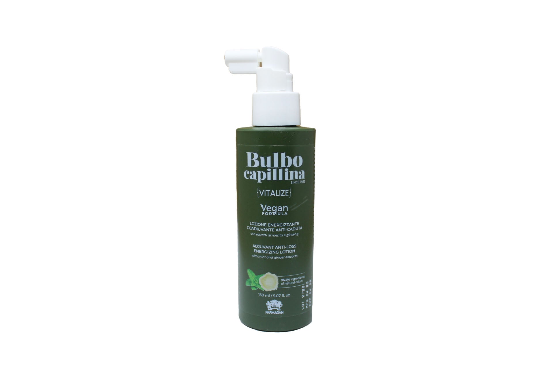 Farmagan Bulbo Capillina Formula Vegan Vitalize Lozione Energizzante Coadiuvante Anticaduta Per Capelli Fragili 150 ml
