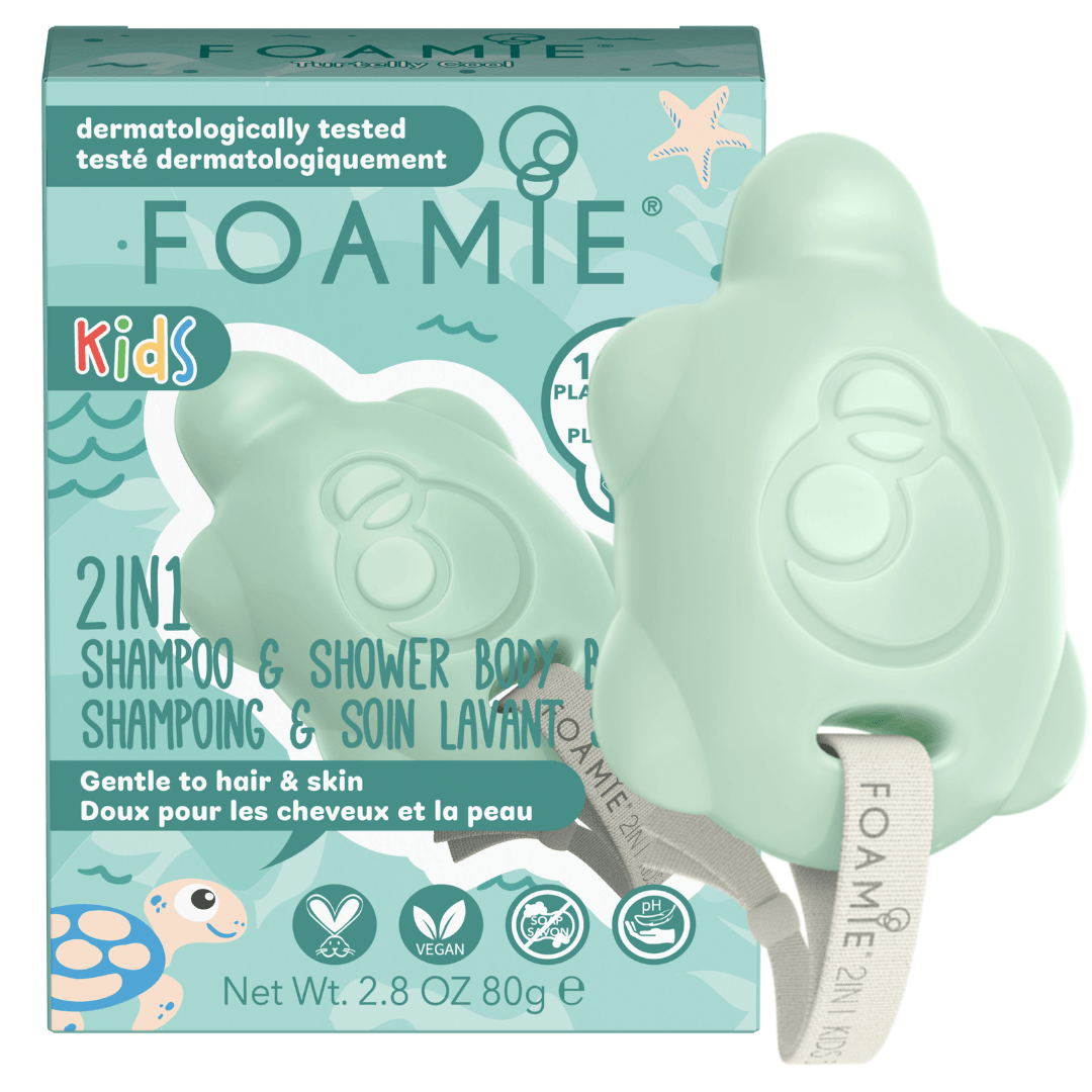 Foamie Sapone Solido Per Il Corpo E Capelli Per Bambini Turtelly Cool Con Avocado E Pro-Vitamina B5  80 gr
