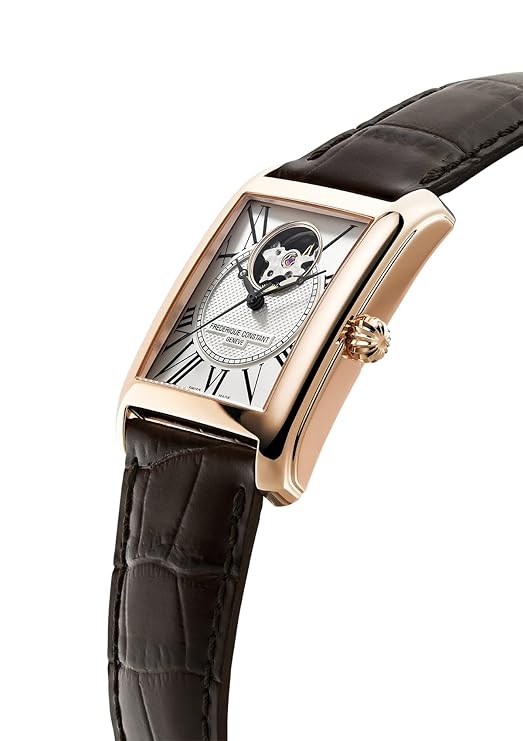 Frederique Constant FC-310MC4S34 – Automatico Swiss Made, quadrante bianco, cassa rettangolare 30.4×33.3 mm acciaio oro rosa