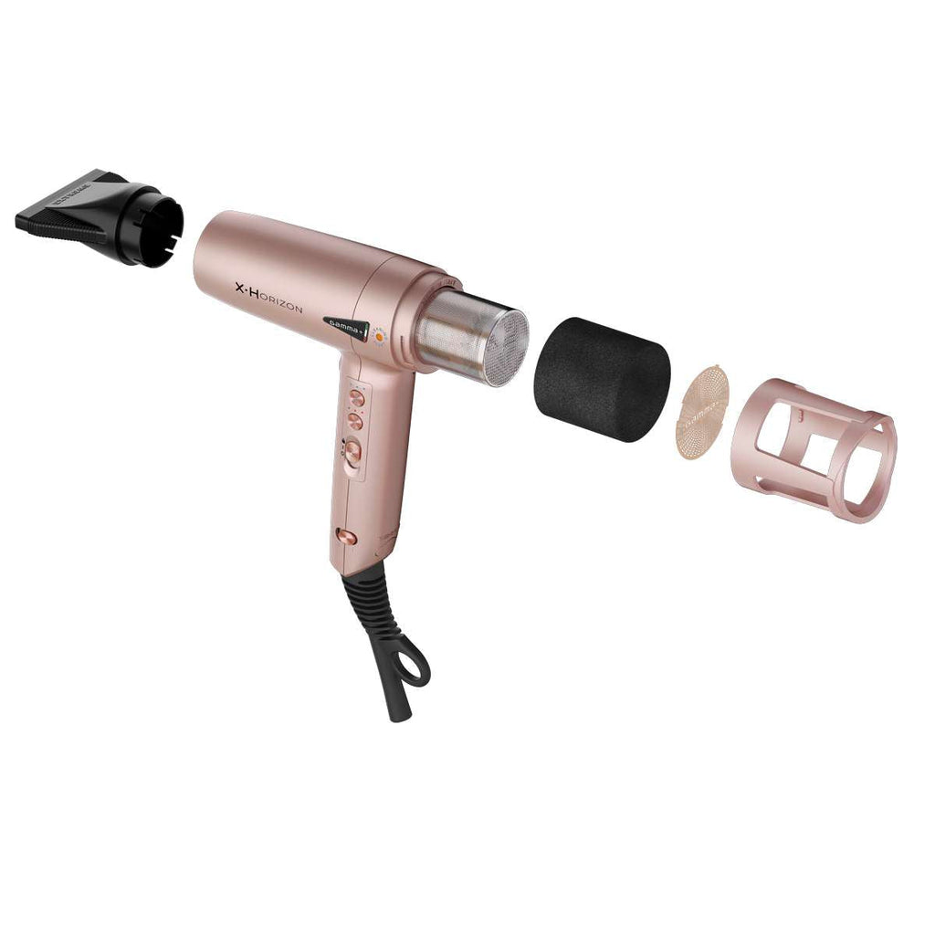 GammaPiù X.Horizon Asciugacapelli Professionale Con Generatore Ioni Motore Digitale G-Tron Turbo 1600 W Rose Gold