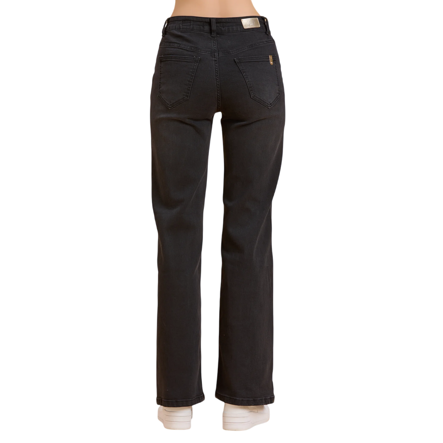 Griffai - Jeans Donna DGF5821 Nero - Pantalone Flare a Palazzo