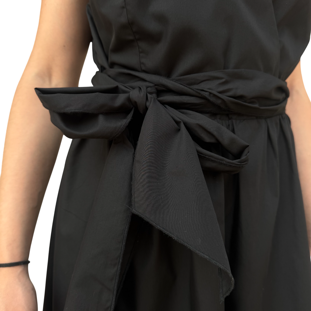 Griffai Abito corto da donna in cotone con scollo incrocio DGP6706 nero