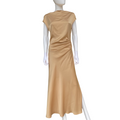 Griffai Abito lungo da donna in raso con scollo a V DGP6682 bronzo