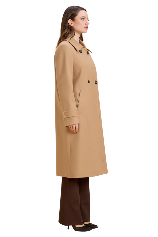 Griffai Cappotto Lungo Doppiopetto Donna DGF6073 Cammello – Eleganza Calda