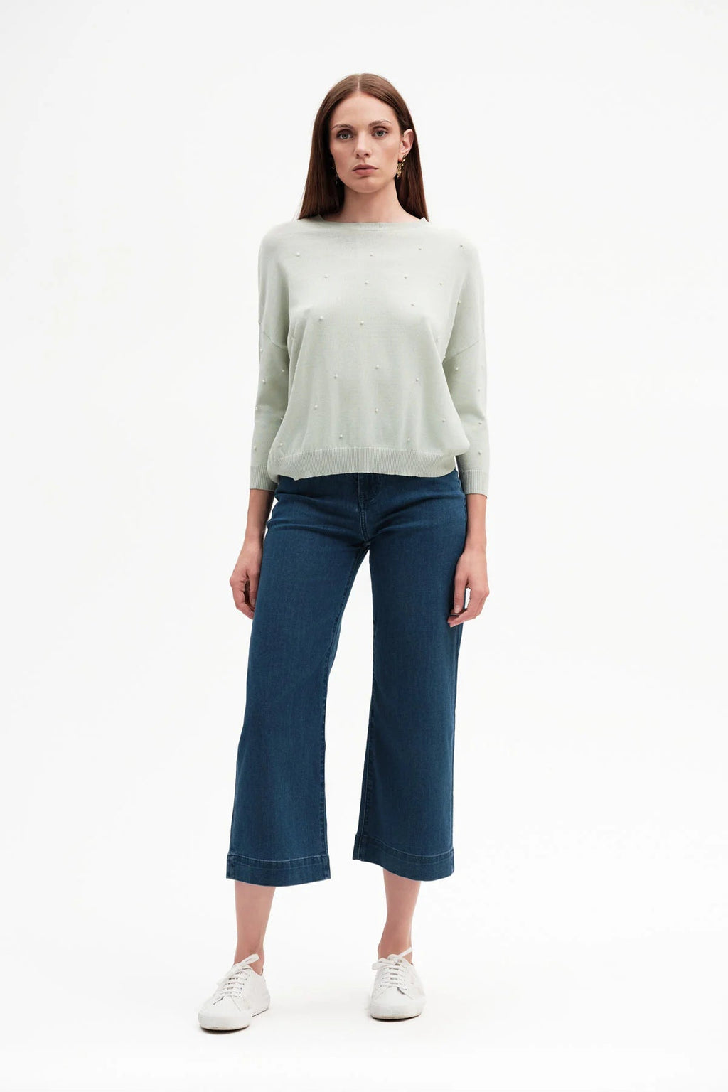 Griffai Jeans Donna Wide Leg Vita Alta DGP7545 Blu