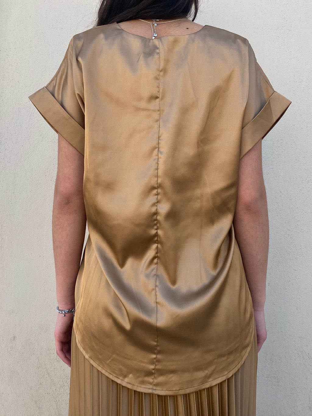 Griffai casacca manica corta da donna in raso DGP6687 bronzo