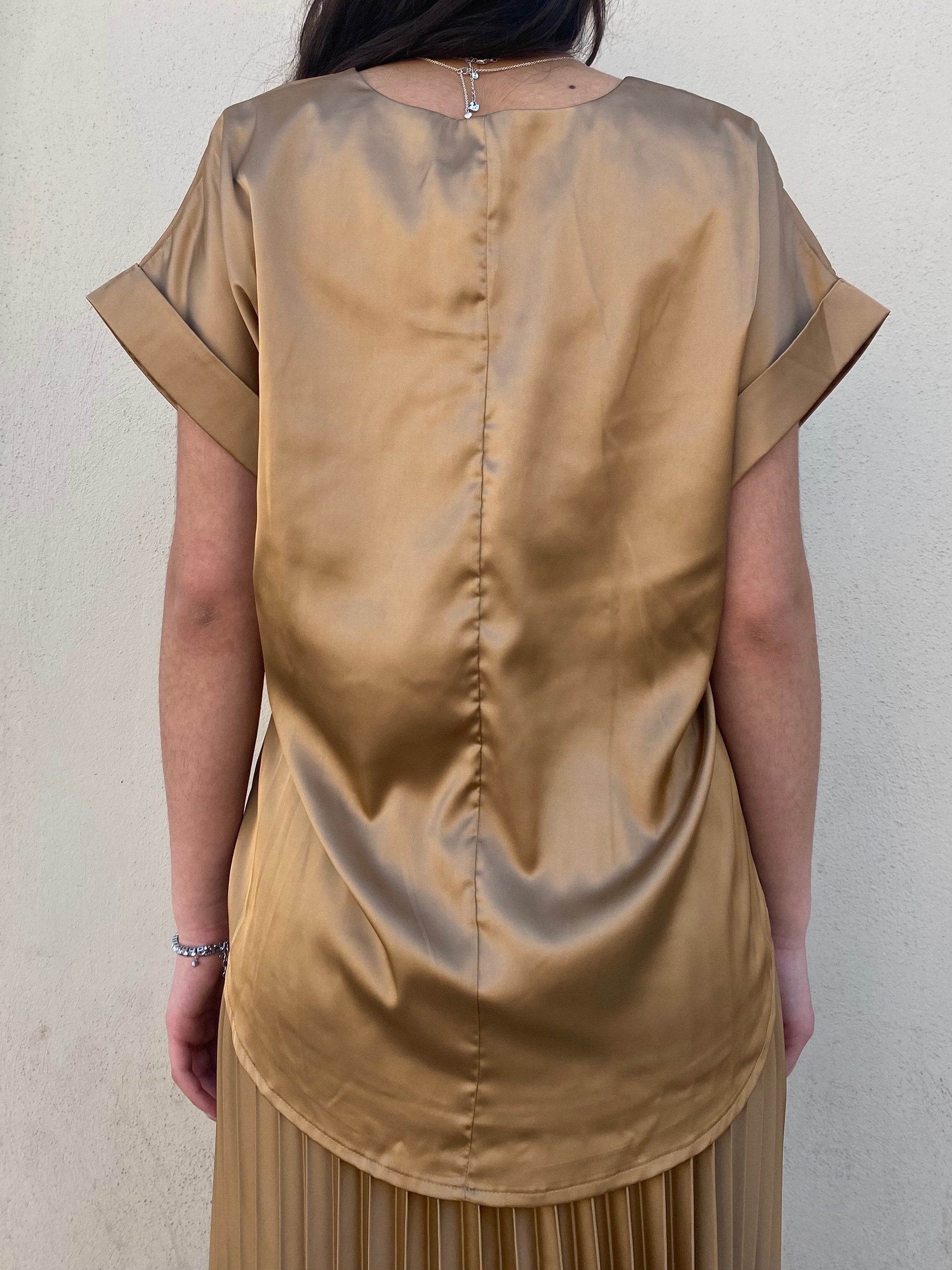 Griffai casacca manica corta da donna in raso DGP6687 bronzo