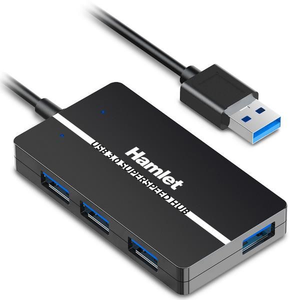 Hamlet XHUB-04U3 hub di interfaccia USB 3.2 Gen 1 (3.1 Gen 1) Type-A 5000 Mbit/s Nero [XHUB-04U3]