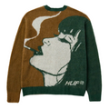 Cardigan HUF Feels Good Unisex in Finto Mohair Morbido KN00391 Marrone