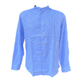Hamaki-Ho camicia manica lunga da uomo con collo coreano in lino e cotone CE1258H celeste