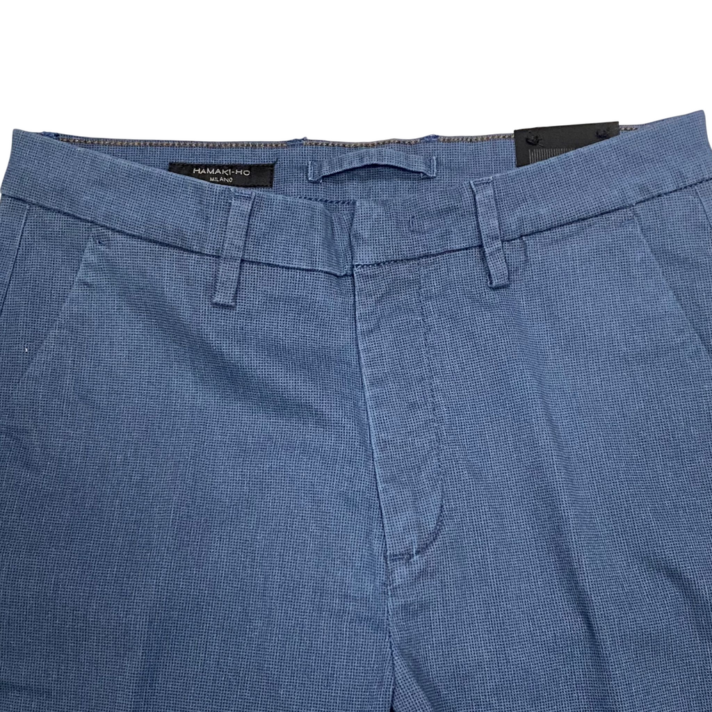 Hamaki-ho pantalone chinos da uomo slim fit con microfantasia quadri PSI1735H blu