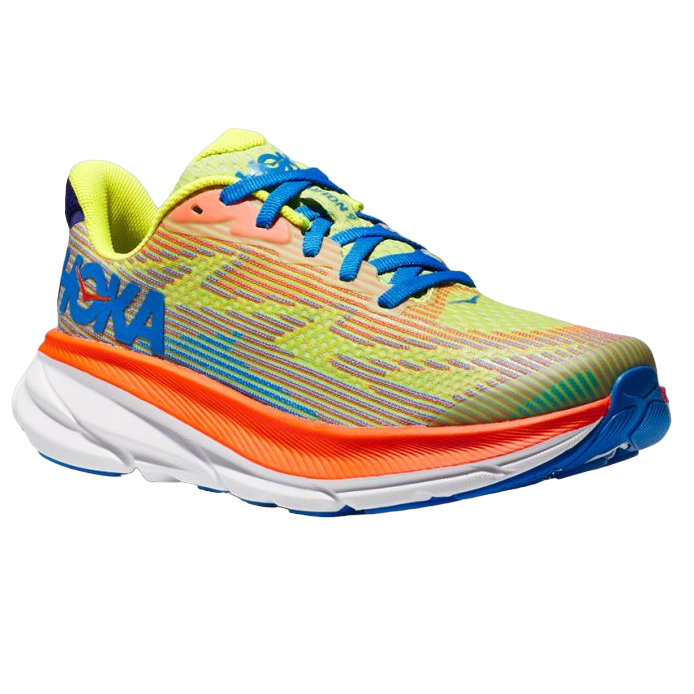 Hoka One One Clifton 9 Youth 1131170-EPVO Orange Yellow Blue Scarpa Running Junior Ragazzo Ragazza