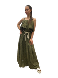 Yes Zee Abito lungo donna Boho A427 0905 1539 verde militare