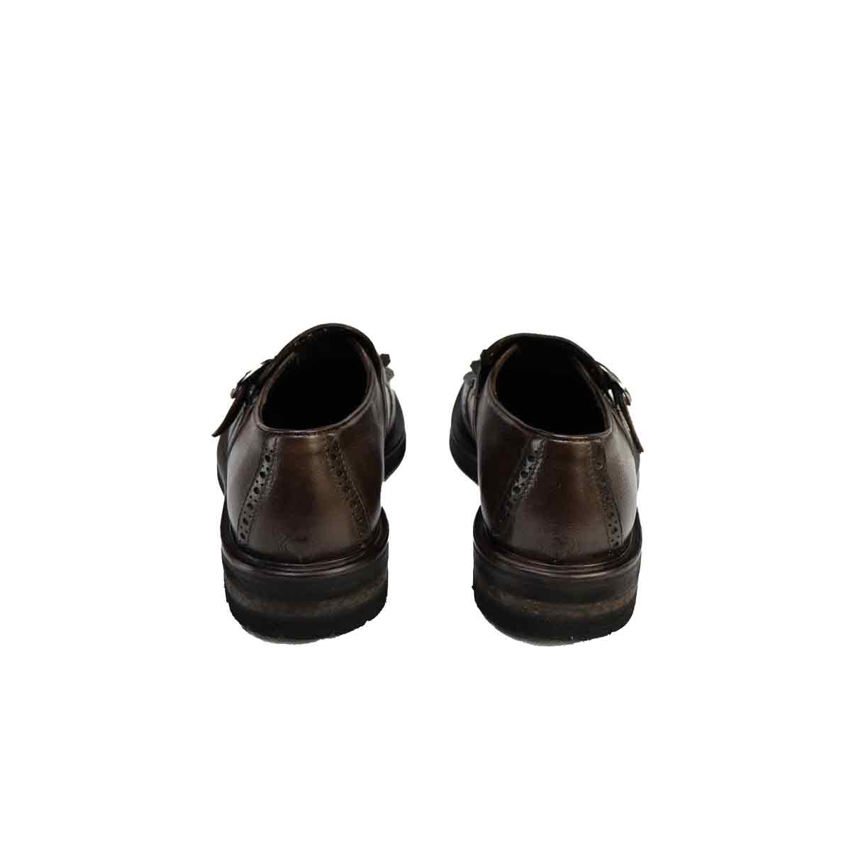 SCARPA CON FIBBIA E FRANGIA GRAINED MARRONE
