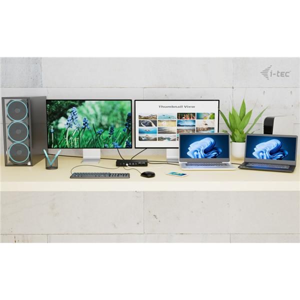 KVM Docking Station PRO per 3 HOST (PC, NB, Tablet, Console Gioco), 2 MONITOR, Alimentazione intelligente (1x92 W o 2x65 W) [C31KVMDOCKPDPRO]