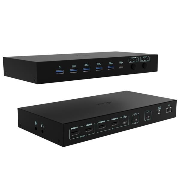 KVM Docking Station PRO per 3 HOST (PC, NB, Tablet, Console Gioco), 2 MONITOR, Alimentazione intelligente (1x92 W o 2x65 W) [C31KVMDOCKPDPRO]